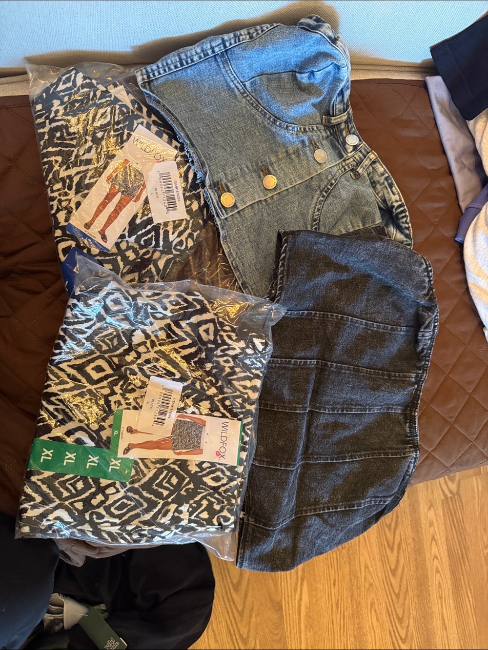 Stylish Women's Denim Jeans Skirt - Blue and Charcoal